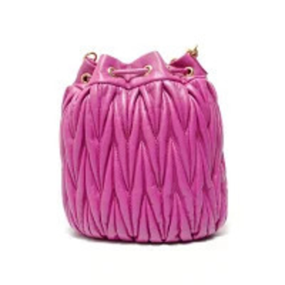 Miu Miu Matelasse Drawstring Leather Shoulder Bag Purple